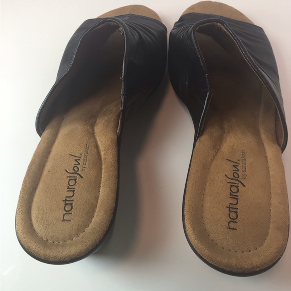 Natural Soul Haria Leather Mule Wedge Sandals Womens Size 9 - Picture 5 of 6